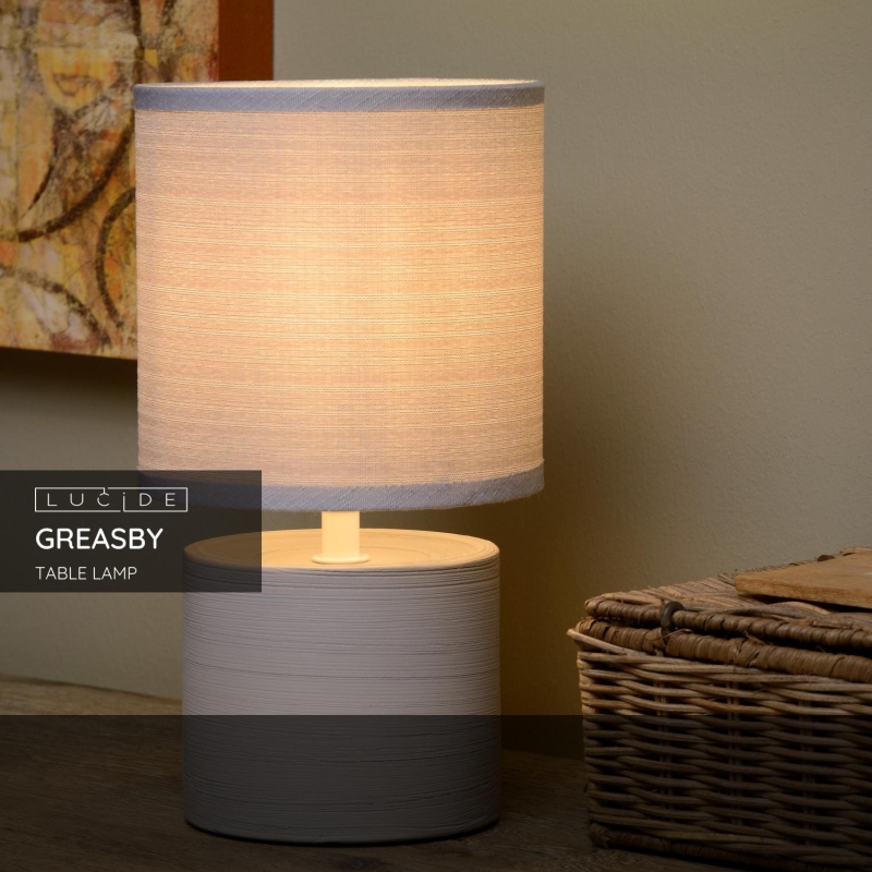 Lucide GREASBY - Stolná lampa - Ø 14 cm - 1xE14 - šedá